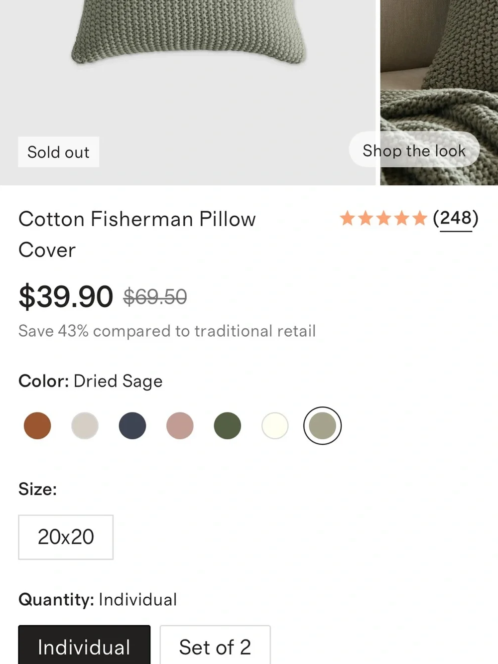 Quince Fisherman’s Sage Green Pillow Cover